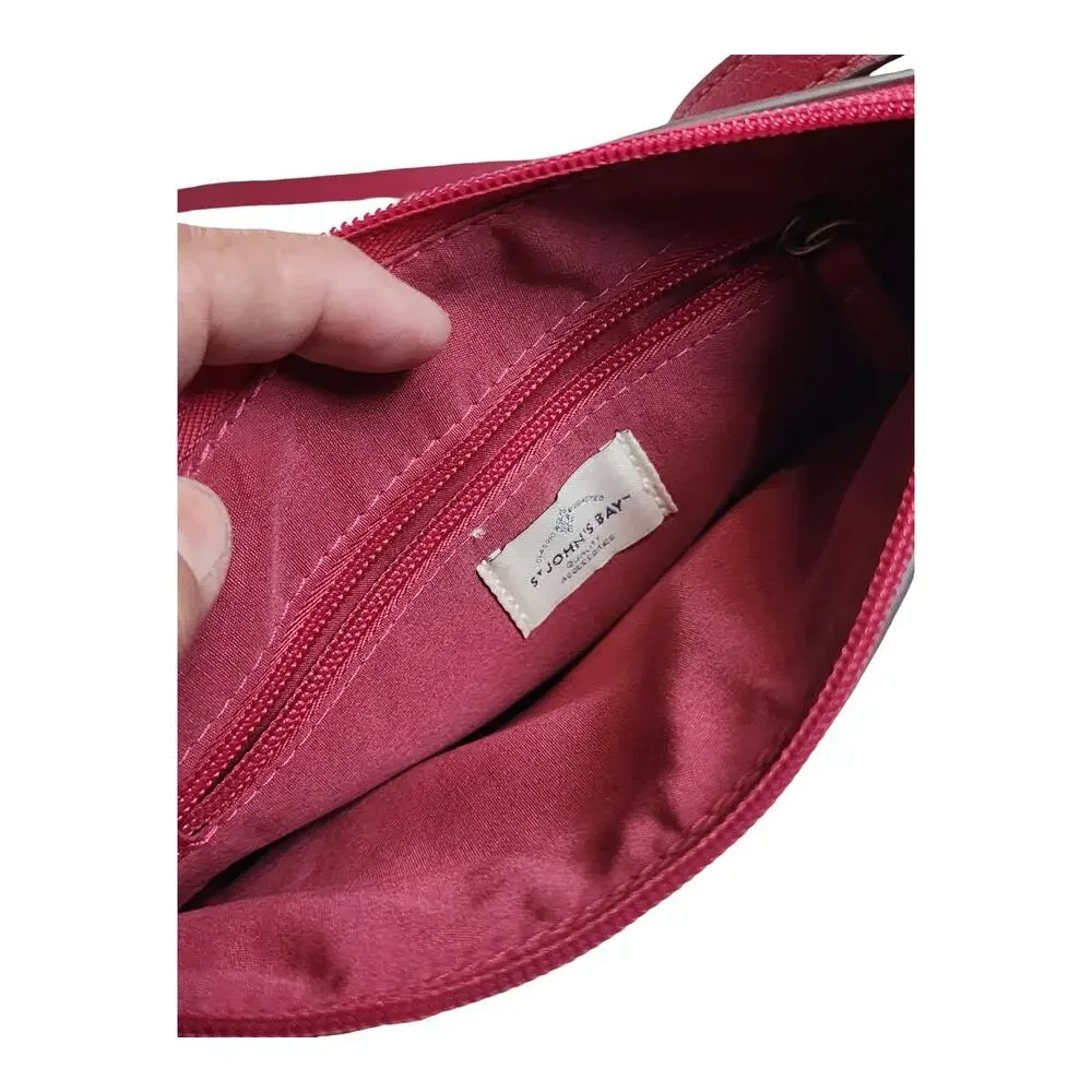 St. John's Bay Vivian Convertible Crossbody Bag Dark Wine Pink Faux Leather NWOT